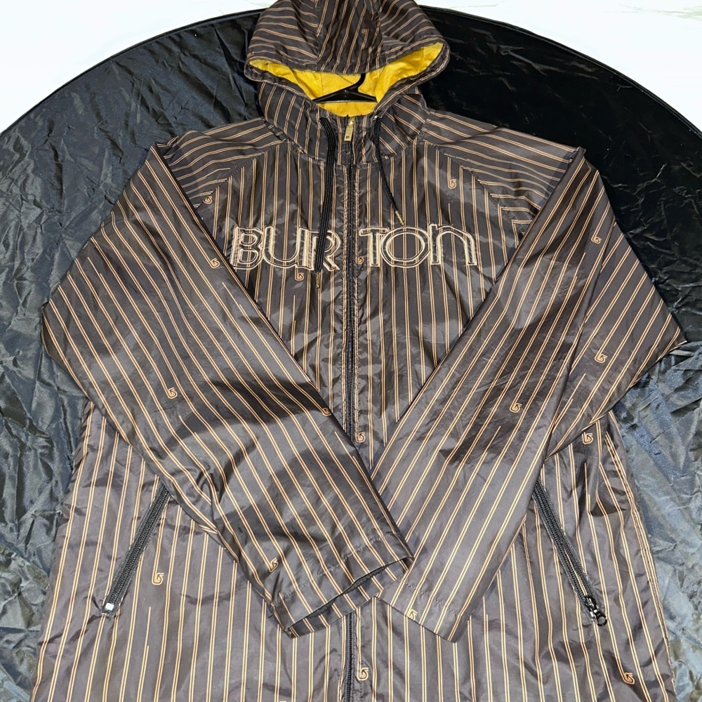 Burton Men's Brown and Gold Striped windbreaker/Jacket